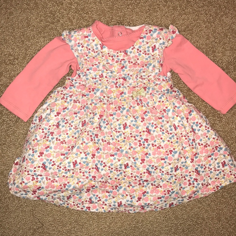 Corduroy Floral Fall Dress & Matching Onesie 6-9M